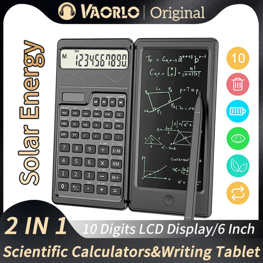 2-in-1 Foldable Scientific Calculator with 6-Inch Digital Writing Tablet