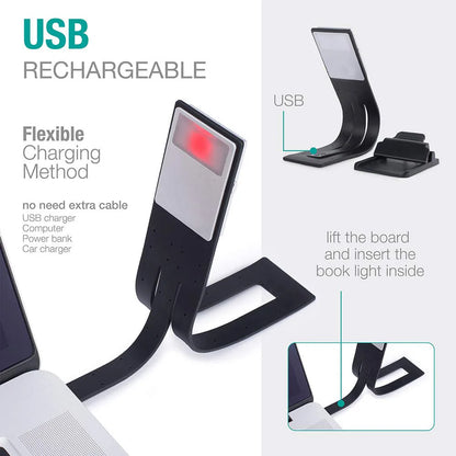 Bookmark Book-light Stepless Dimming E-book Kindle light 3 colors temperature Folding Rechargeable With Clip-On Bed Reading Lamp