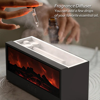Fireplace Air Humidifier & Aroma Diffuser – with LED Flame Effect & Remote Control