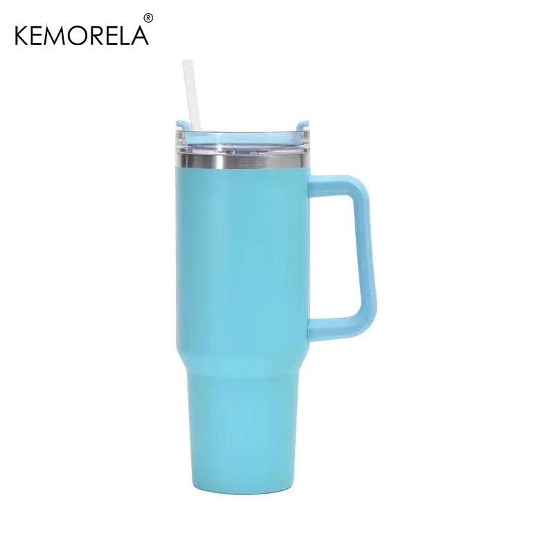 Stainless Steel Insulated Bottle – Hot & Cold Travel Mug with Handle & Straw