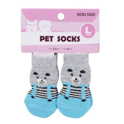 Cute Anti-Slip Dog Socks – 4pcs