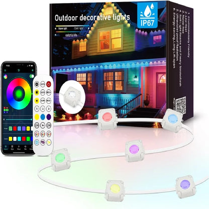 LED Smart Outdoor String Lights – RGBIC, App Control, Music Sync, IP67 Waterproof