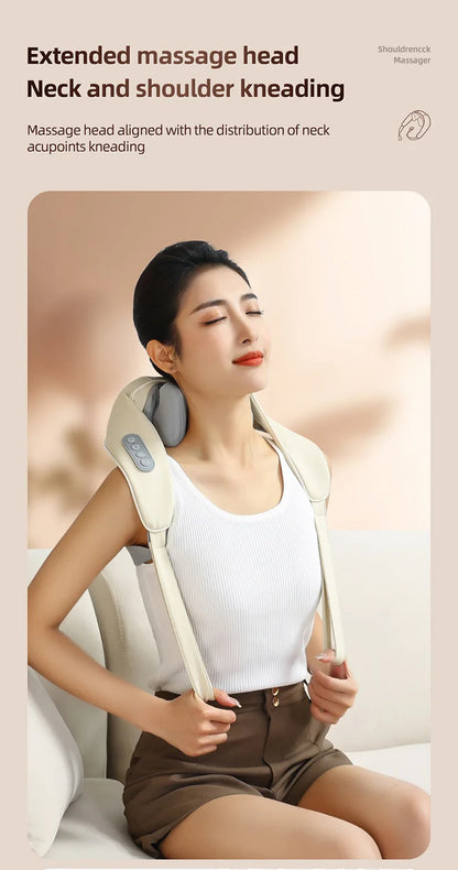 Wireless Neck & Shoulder Massager – 20W Deep-Kneading Back & Trapezius Massager