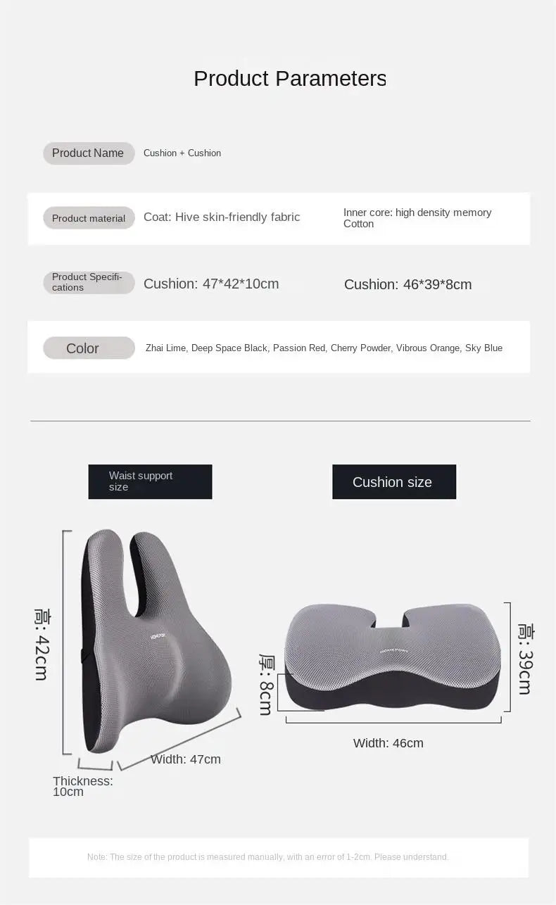 Memory Foam Seat & Backrest Cushion – Orthopedic Support