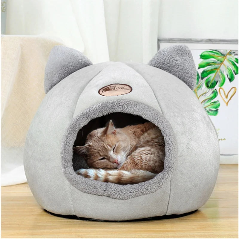 Winter Cat Bed – Cozy Cat Cave with Removable Cushion