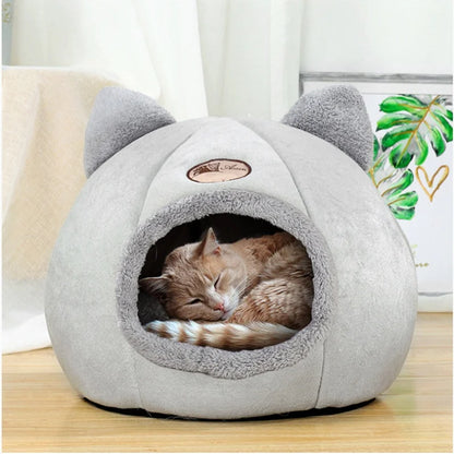 Winter Cat Bed – Cozy Cat Cave with Removable Cushion