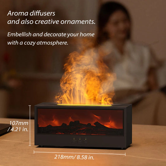 Fireplace Air Humidifier & Aroma Diffuser – with LED Flame Effect & Remote Control