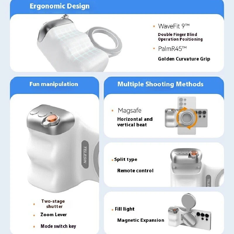 Magnetic Phone Camera Hand Grip – Detachable Remote