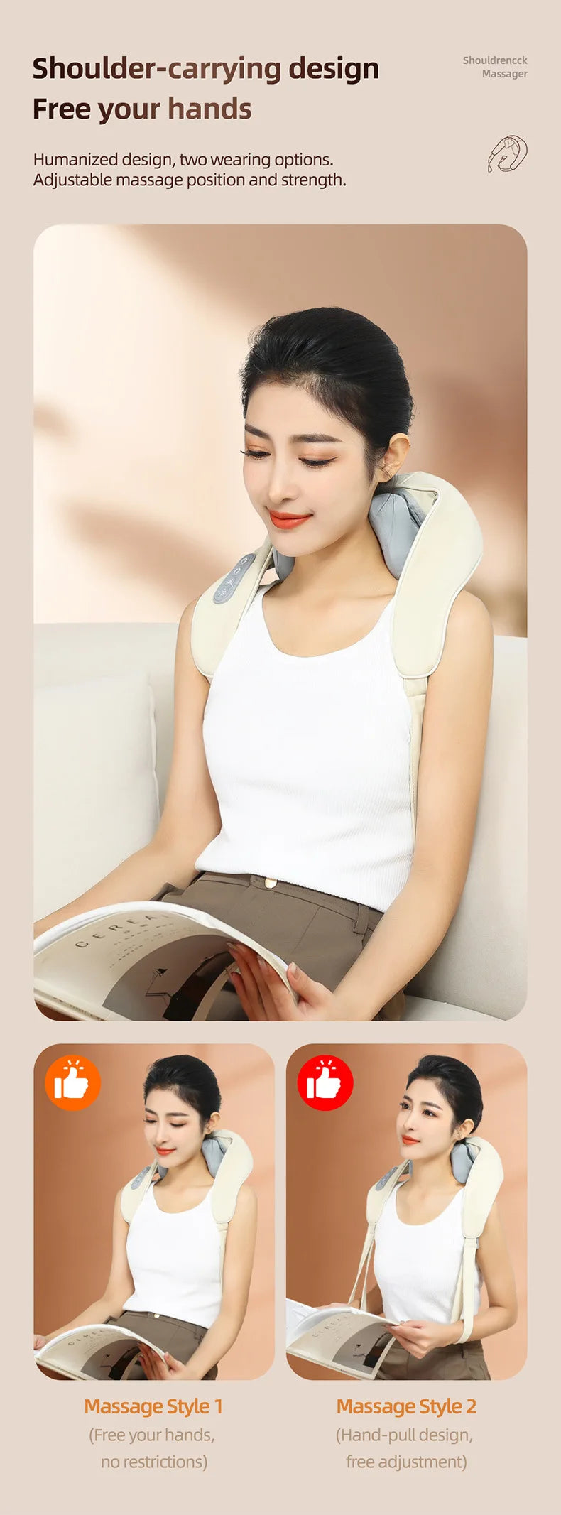 Cordless Shiatsu Neck & Back Massager – Deep Tissue with Heat