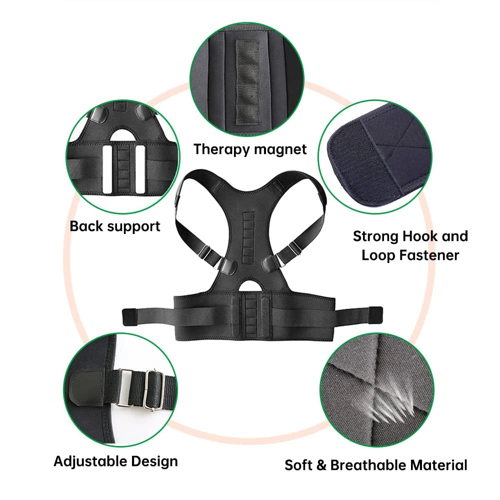 Back Support Belt Posture Corrector Adjustable Brace Protect Lumbar Spine Comfortable Design Pain Relief for Upper & Lower Waist