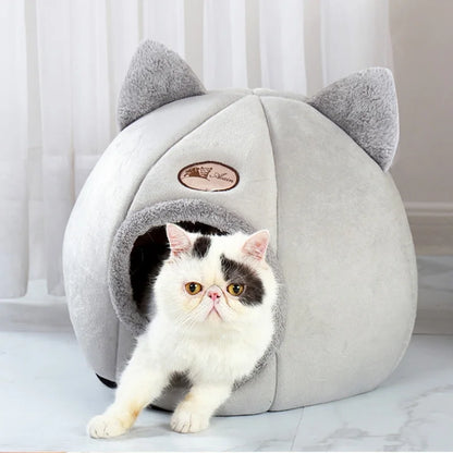 Winter Cat Bed – Cozy Cat Cave with Removable Cushion