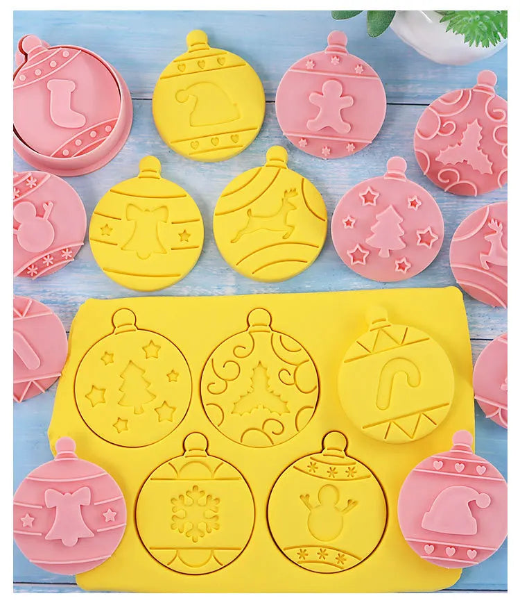 Christmas Cookie Cutters 10-Piece Set Jam Chocolate Sandwich Biscuit Fondant Molds Baking Tools for Holiday Cookies