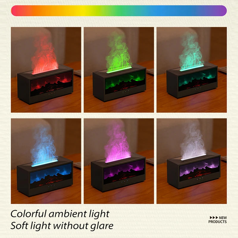Fireplace Air Humidifier & Aroma Diffuser – with LED Flame Effect & Remote Control