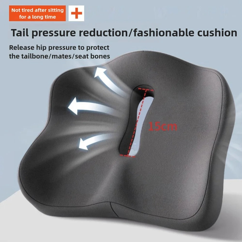 1pc Ergonomic Memory Foam Seat Cushion 3D Support Cushion Washable Polyester Car Office Essentials Comfortable for Long Sitting