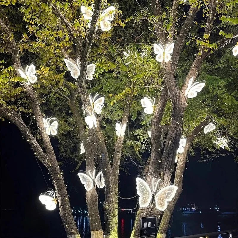 1pcs 12V LED Outdoor Simulation Dynamic Static Butterfly Lights for Festival Home Decor Holiday Party DIY Decorations