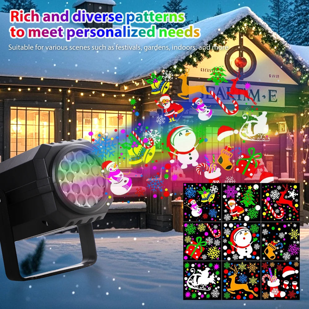 Christmas Halloween Projector Lights Outdoor 16 Pattern Slide LED Laser Projector Light Indoor Holiday Party Wall Decoration
