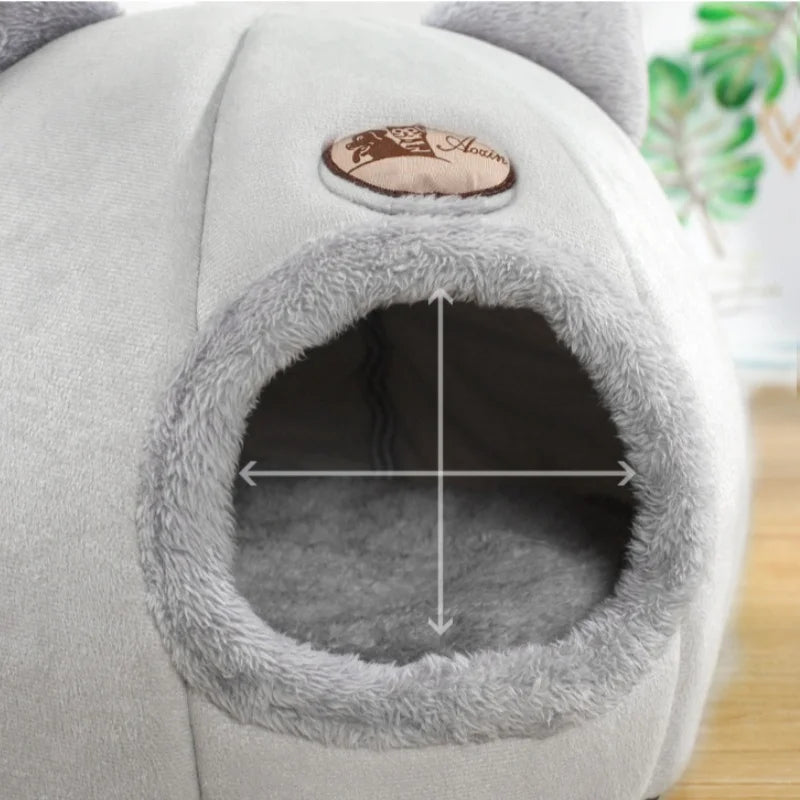 Winter Cat Bed – Cozy Cat Cave with Removable Cushion