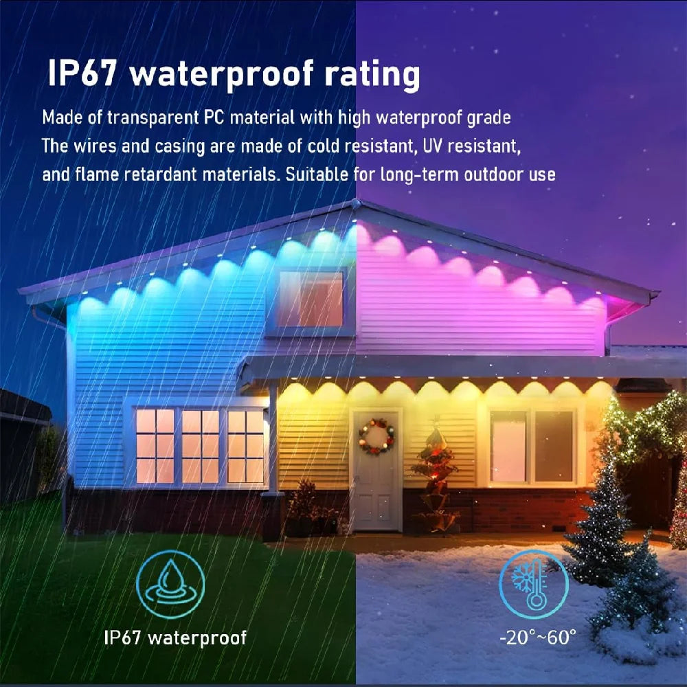 LED Smart Outdoor String Lights – RGBIC, App Control, Music Sync, IP67 Waterproof