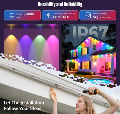 LED Smart Outdoor String Lights – RGBIC, App Control, Music Sync, IP67 Waterproof