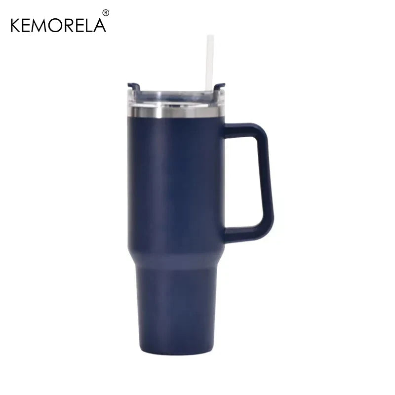 Stainless Steel Insulated Bottle – Hot & Cold Travel Mug with Handle & Straw