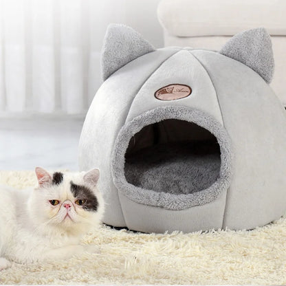 Winter Cat Bed – Cozy Cat Cave with Removable Cushion