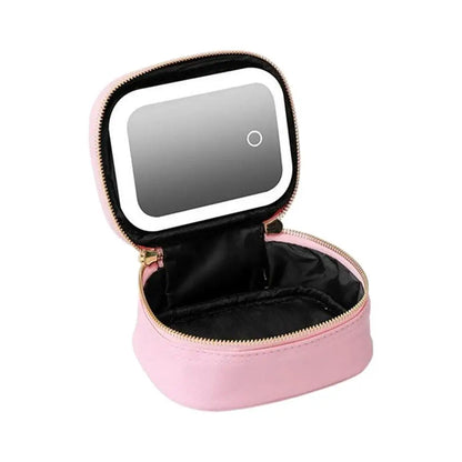 LED Travel Makeup Bag – Rechargeable Cosmetic Mirror with 3 Light Modes