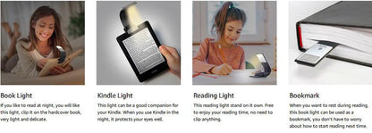 Bookmark Book-light Stepless Dimming E-book Kindle light 3 colors temperature Folding Rechargeable With Clip-On Bed Reading Lamp