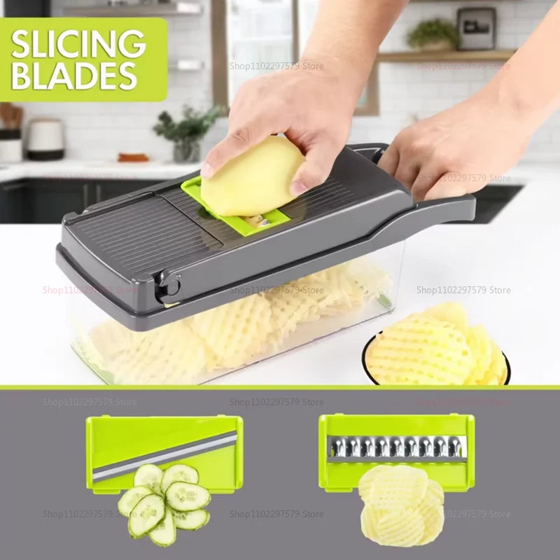 Portable Vegetable Cutter & Multifunctional Slicer – 8-in-1 Kitchen Essential