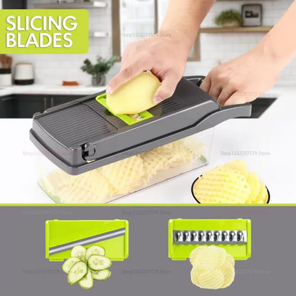 Portable Vegetable Cutter & Multifunctional Slicer – 8-in-1 Kitchen Essential