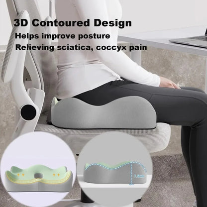 1pc Ergonomic Memory Foam Seat Cushion 3D Support Cushion Washable Polyester Car Office Essentials Comfortable for Long Sitting
