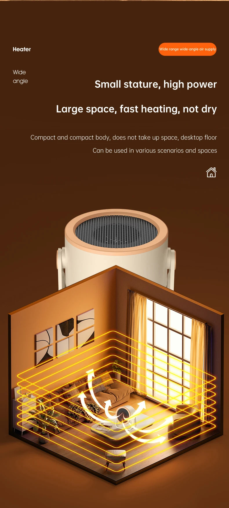 Portable Desktop Electric Heater – Mini Hot Air Blower