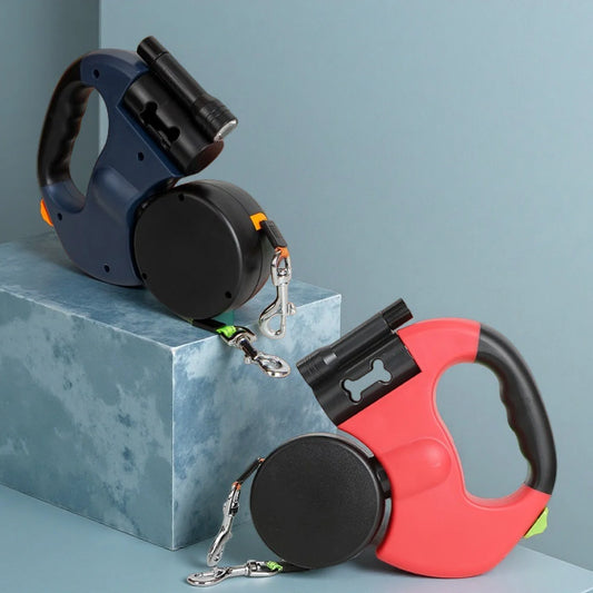 Retractable Dual Dog Leash – LED Light & No-Tangle Design