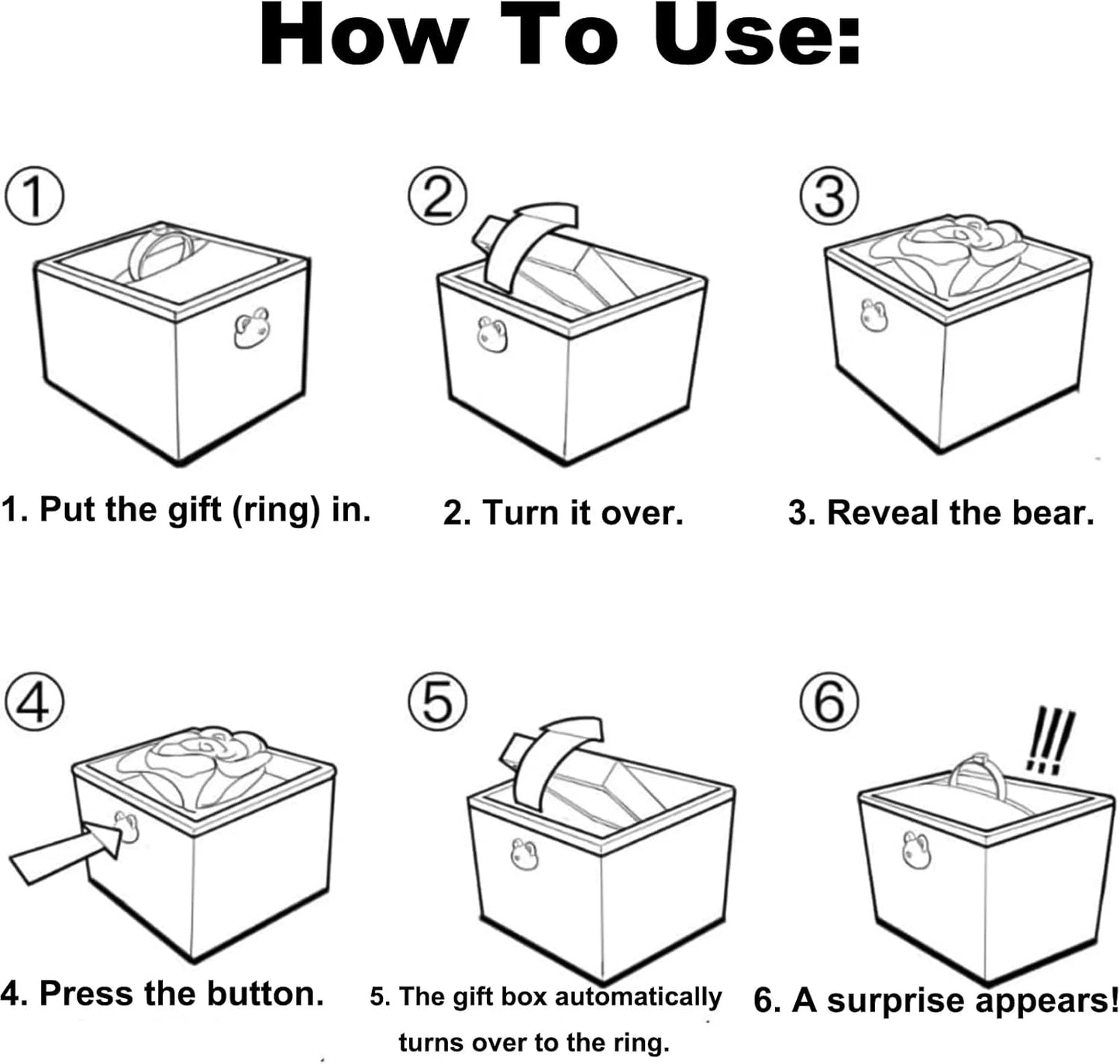 Rotating Bear Cake Ring Box – Pop-Up Jewelry Gift with Candle