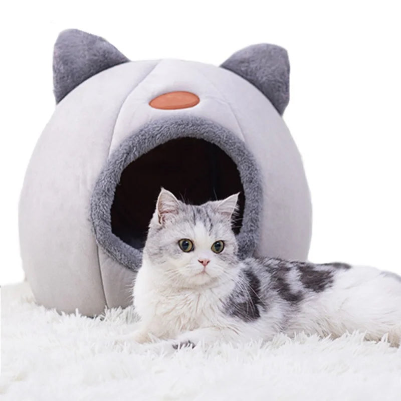 Winter Cat Bed – Cozy Cat Cave with Removable Cushion