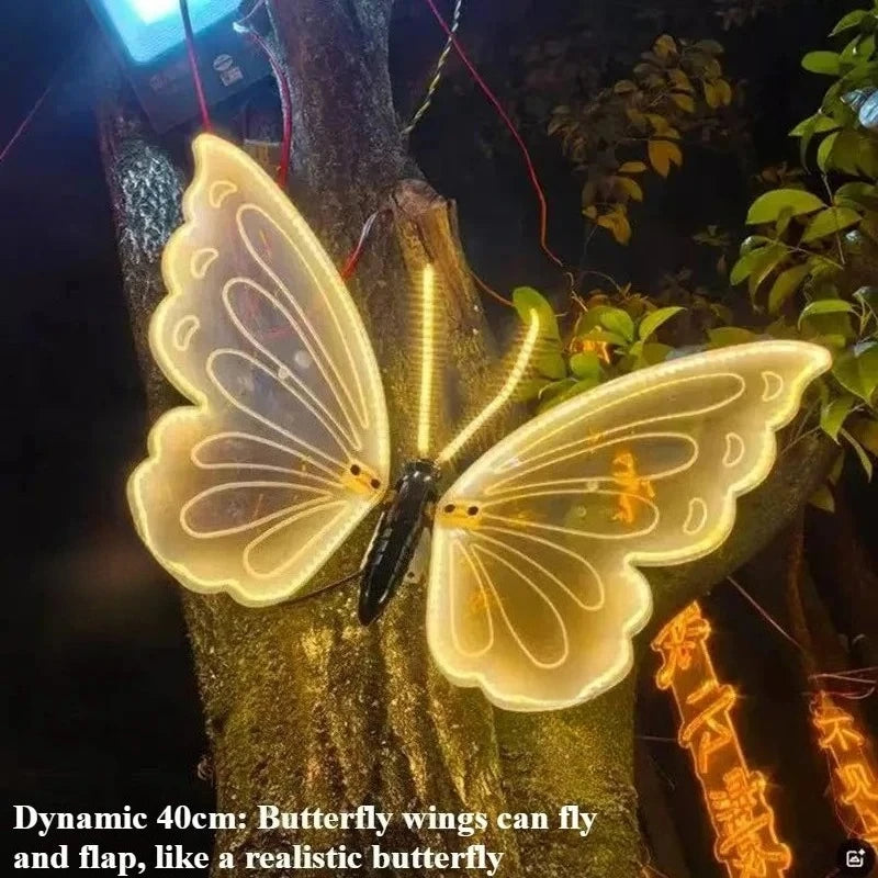 1pcs 12V LED Outdoor Simulation Dynamic Static Butterfly Lights for Festival Home Decor Holiday Party DIY Decorations
