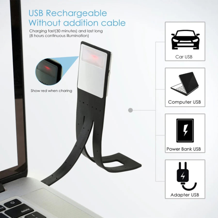 Bookmark Book-light Stepless Dimming E-book Kindle light 3 colors temperature Folding Rechargeable With Clip-On Bed Reading Lamp