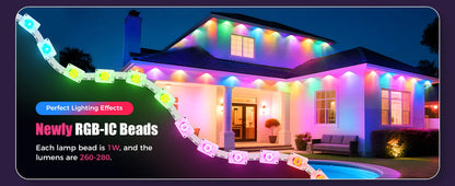 LED Smart Outdoor String Lights – RGBIC, App Control, Music Sync, IP67 Waterproof