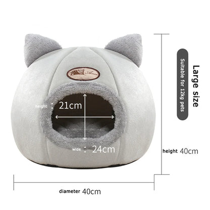 Winter Cat Bed – Cozy Cat Cave with Removable Cushion