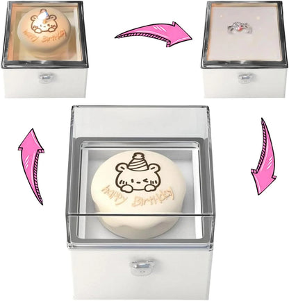 Rotating Bear Cake Ring Box – Pop-Up Jewelry Gift with Candle