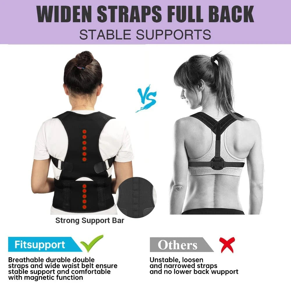 Back Support Belt Posture Corrector Adjustable Brace Protect Lumbar Spine Comfortable Design Pain Relief for Upper & Lower Waist