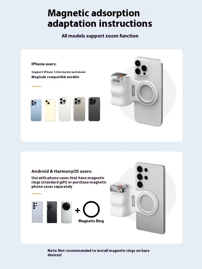 Magnetic Phone Camera Hand Grip – Detachable Remote