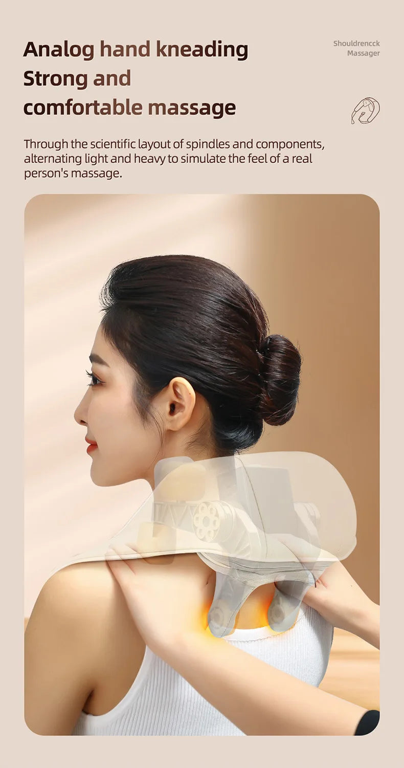 20W Wireless Massager Relief Massage Trapezius Muscle Relaxation Deep Shiatsu Simulated Human Hand Kneading Neck Electric