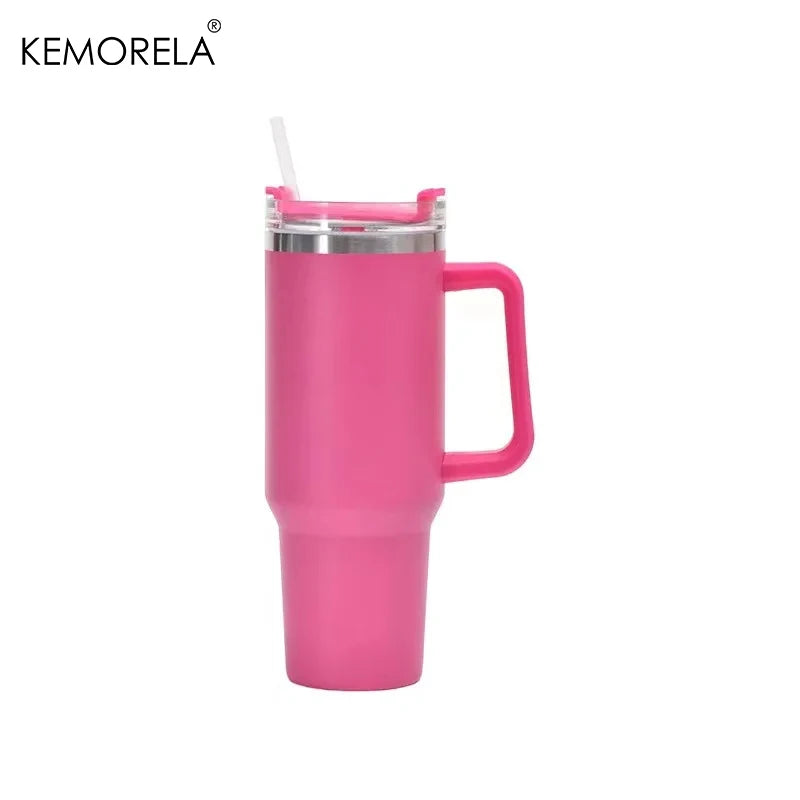 Stainless Steel Insulated Bottle – Hot & Cold Travel Mug with Handle & Straw