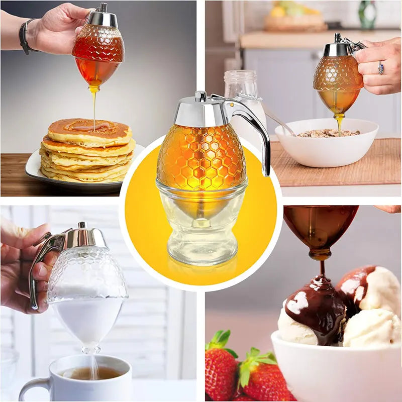 Acrylic Honey Pourer Dispenser with Stand